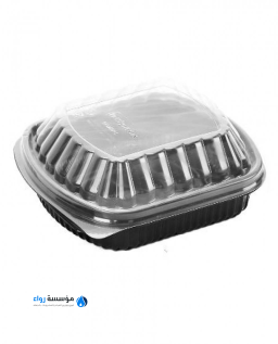 صحون ميكرويف مستطيل بغطاء شفاف